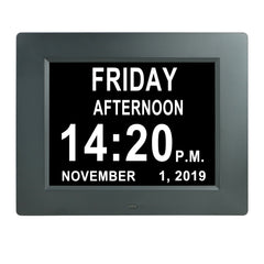 Digital Day Clock Calendar – 7", 8", 10" LED Large Display for Dementia, Date, Week, Month, Year, and Time (Black/White) – Perfect for Home Décor, Dementia