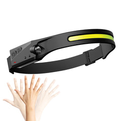 COB LED Rechargeable Headlamp with Motion Sensor 🔦 USB-C Waterproof Head Torch for Camping, Hiking, Fishing & Work – 300 Lumen