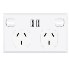 Double Power Point GPO Wall Outlet 10A with USB A & Type C Charging Power Point with Fast Charge USB Ports 5V 3.6Amp (White)