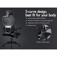 Premium Ergonomic Mesh Office Chair with Adjustable Neck Support, Height & Tilt – Breathable, Comfortable & Durable for Home Office or Study ✨