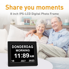 Digital Day Clock Calendar – 7", 8", 10" LED Large Display for Dementia, Date, Week, Month, Year, and Time (Black/White) – Perfect for Home Décor, Dementia