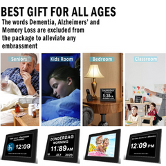 Digital Day Clock Calendar – 7", 8", 10" LED Large Display for Dementia, Date, Week, Month, Year, and Time (Black/White) – Perfect for Home Décor, Dementia