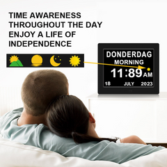 Digital Day Clock Calendar – 7", 8", 10" LED Large Display for Dementia, Date, Week, Month, Year, and Time (Black/White) – Perfect for Home Décor, Dementia