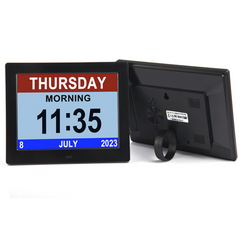 Digital Day Clock Calendar – 7", 8", 10" LED Large Display for Dementia, Date, Week, Month, Year, and Time (Black/White) – Perfect for Home Décor, Dementia