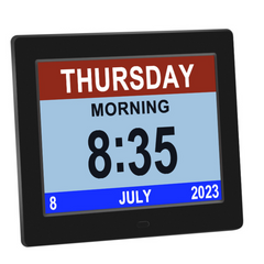 Digital Day Clock Calendar – 7", 8", 10" LED Large Display for Dementia, Date, Week, Month, Year, and Time (Black/White) – Perfect for Home Décor, Dementia