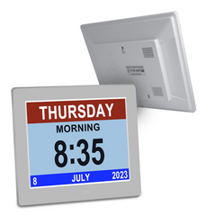Digital Day Clock Calendar – 7", 8", 10" LED Large Display for Dementia, Date, Week, Month, Year, and Time (Black/White) – Perfect for Home Décor, Dementia