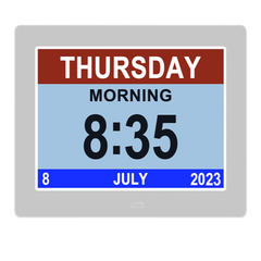 Digital Day Clock Calendar – 7", 8", 10" LED Large Display for Dementia, Date, Week, Month, Year, and Time (Black/White) – Perfect for Home Décor, Dementia