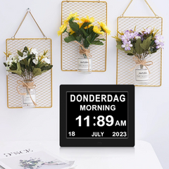 Digital Day Clock Calendar – 7", 8", 10" LED Large Display for Dementia, Date, Week, Month, Year, and Time (Black/White) – Perfect for Home Décor, Dementia