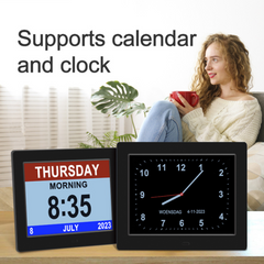 Digital Day Clock Calendar – 7", 8", 10" LED Large Display for Dementia, Date, Week, Month, Year, and Time (Black/White) – Perfect for Home Décor, Dementia