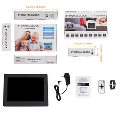 Digital Day Clock Calendar – 7", 8", 10" LED Large Display for Dementia, Date, Week, Month, Year, and Time (Black/White) – Perfect for Home Décor, Dementia