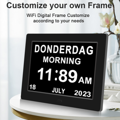 Digital Day Clock Calendar – 7", 8", 10" LED Large Display for Dementia, Date, Week, Month, Year, and Time (Black/White) – Perfect for Home Décor, Dementia