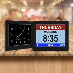 Digital Day Clock Calendar – 7", 8", 10" LED Large Display for Dementia, Date, Week, Month, Year, and Time (Black/White) – Perfect for Home Décor, Dementia