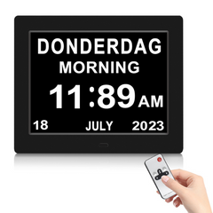Digital Day Clock Calendar – 7", 8", 10" LED Large Display for Dementia, Date, Week, Month, Year, and Time (Black/White) – Perfect for Home Décor, Dementia