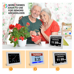 Digital Day Clock Calendar – 7", 8", 10" LED Large Display for Dementia, Date, Week, Month, Year, and Time (Black/White) – Perfect for Home Décor, Dementia
