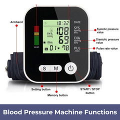 Digital Upper Arm Blood Pressure Monitor – Automatic BP & Heart Rate Monitor with Voice Function (Black)