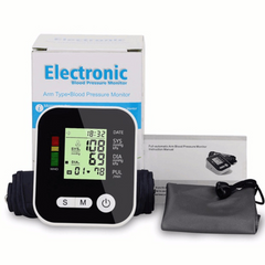 Digital Upper Arm Blood Pressure Monitor – Automatic BP & Heart Rate Monitor with Voice Function (Black)