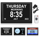 Digital Day Clock Calendar – 7", 8", 10" LED Large Display for Dementia, Date, Week, Month, Year, and Time (Black/White) – Perfect for Home Décor, Dementia