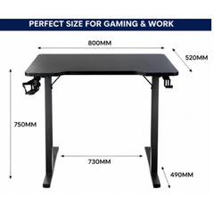 80cm Gaming Desk | Computer Table with Cup Holder & Headphone Hook