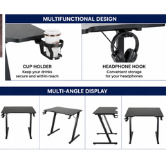 80cm Gaming Desk | Computer Table with Cup Holder & Headphone Hook