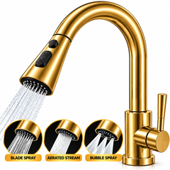 Pull Out Kitchen Mixer Tap 3 Spray Modes 304 Stainless Steel Sink Faucet – Black, Silver, Gold