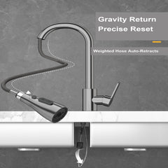 Pull Out Kitchen Mixer Tap 3 Spray Modes 304 Stainless Steel Sink Faucet – Black, Silver, Gold