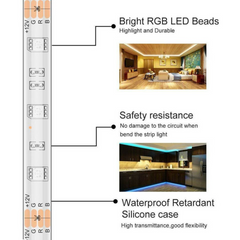 2M RGB5050 LED Strip Lights 🌈 Waterproof USB Powered with Remote – 120 LEDs