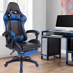 Executive Office Gaming Chair PU Leather Ergonomic Recliner Black/Red/Blue Seat