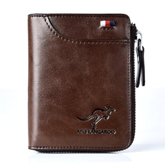 Men's Waterproof Leather RFID Wallet - Secure ID & Credit Card Holder with Cash Storage