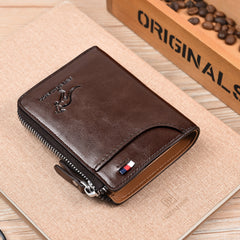 Men's Waterproof Leather RFID Wallet - Secure ID & Credit Card Holder with Cash Storage