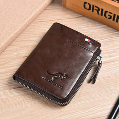 Men's Waterproof Leather RFID Wallet - Secure ID & Credit Card Holder with Cash Storage