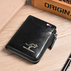 Men's Waterproof Leather RFID Wallet - Secure ID & Credit Card Holder with Cash Storage