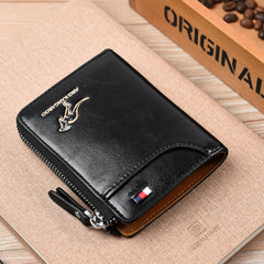 Men's Waterproof Leather RFID Wallet - Secure ID & Credit Card Holder with Cash Storage