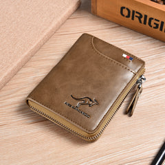 Men's Waterproof Leather RFID Wallet - Secure ID & Credit Card Holder with Cash Storage