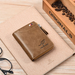 Men's Waterproof Leather RFID Wallet - Secure ID & Credit Card Holder with Cash Storage