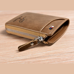Men's Waterproof Leather RFID Wallet - Secure ID & Credit Card Holder with Cash Storage