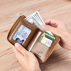 Men's Waterproof Leather RFID Wallet - Secure ID & Credit Card Holder with Cash Storage