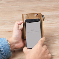 Men's Waterproof Leather RFID Wallet - Secure ID & Credit Card Holder with Cash Storage
