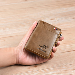 Men's Waterproof Leather RFID Wallet - Secure ID & Credit Card Holder with Cash Storage