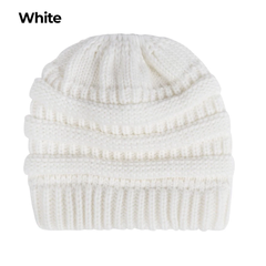 Womens Girls Hats Winter Knitted Pony Tail Beanie Cap Stretch Comfy Hair Ponytail Hat Warm Knit Headwear Headband Caps winter beanie with ponytail hole Knitted Wool