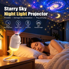 USB Galaxy Projector Night Light with 24 Projection Films, 360° Flexible Neck Starry Sky Ceiling Projector, LED Mood Lamp for Bedroom