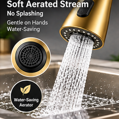 Pull Out Kitchen Mixer Tap 3 Spray Modes 304 Stainless Steel Sink Faucet – Black, Silver, Gold