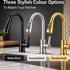 Pull Out Kitchen Mixer Tap 3 Spray Modes 304 Stainless Steel Sink Faucet – Black, Silver, Gold