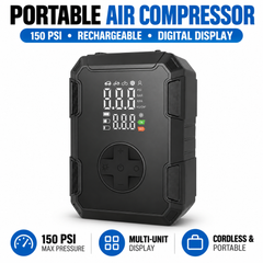 Portable Cordless Tyre Inflator 150 PSI Rechargeable Air Compressor with Digital Display for Car Motorcycle Bicycle