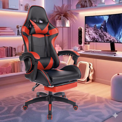 Executive Office Gaming Chair PU Leather Ergonomic Recliner Black/Red/Blue Seat