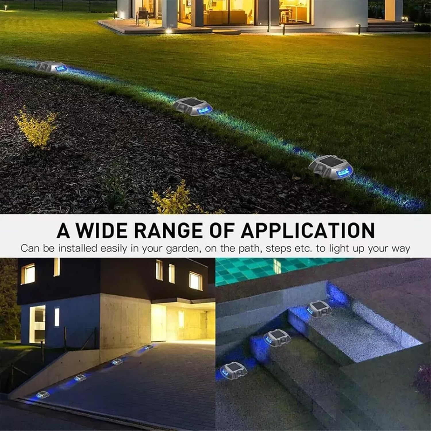 LED Solar Deck Lights Outdoor Waterproof IP68 Driveway Path Step Dock Safety 1/2