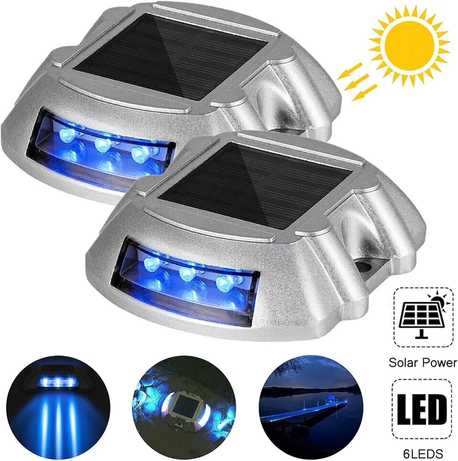 LED Solar Deck Lights Outdoor Waterproof IP68 Driveway Path Step Dock Safety 1/2