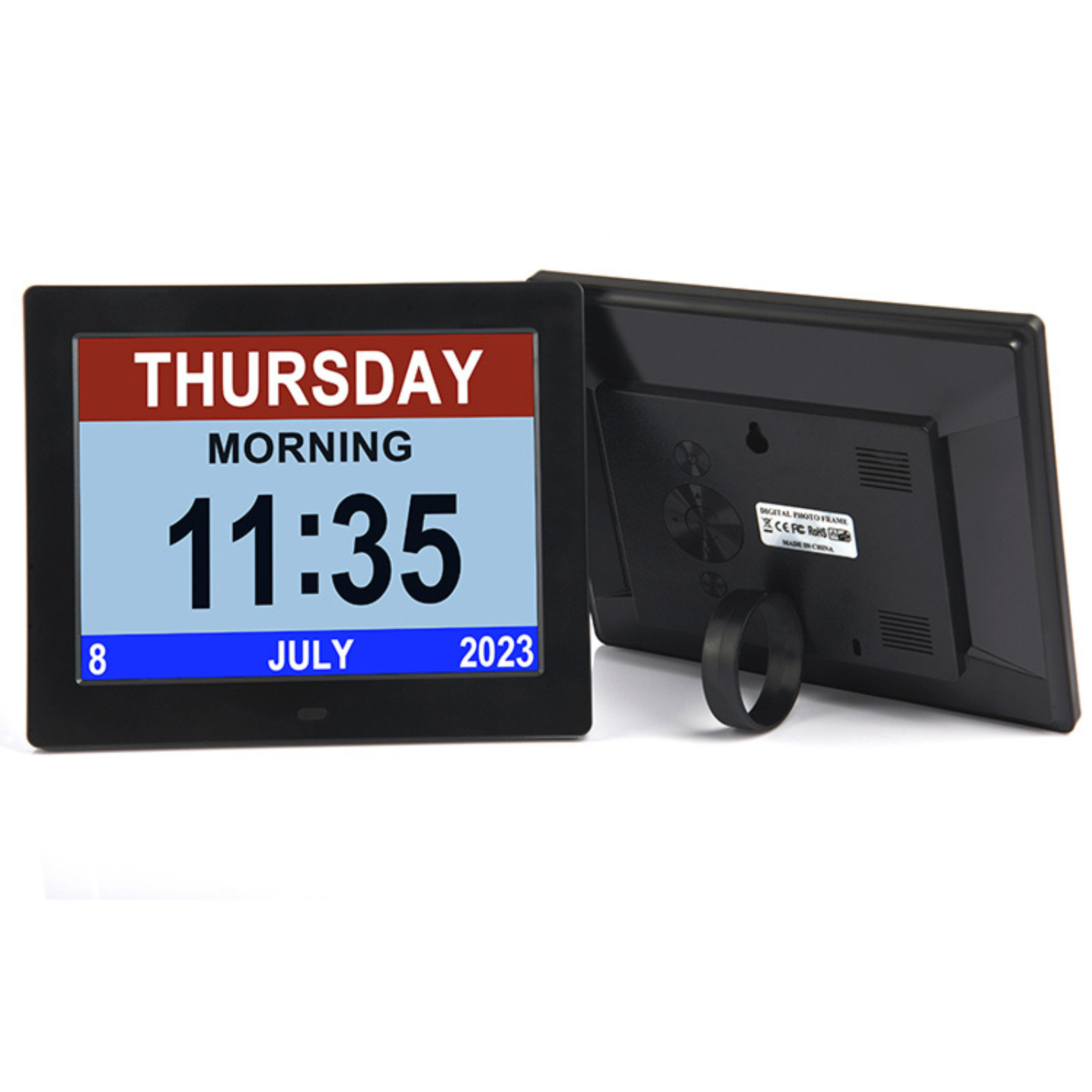 Digital Day Clock Calendar 7"-8''-10" LED Large  Dementia Date Week Month Year Time Black/White