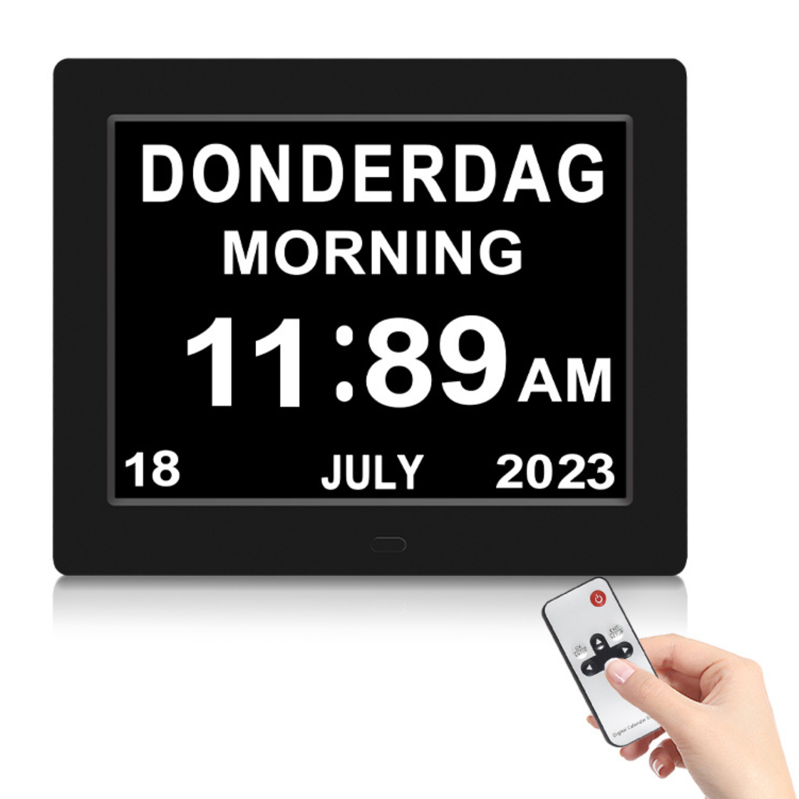 Digital Day Clock Calendar 7"-8''-10" LED Large  Dementia Date Week Month Year Time Black/White