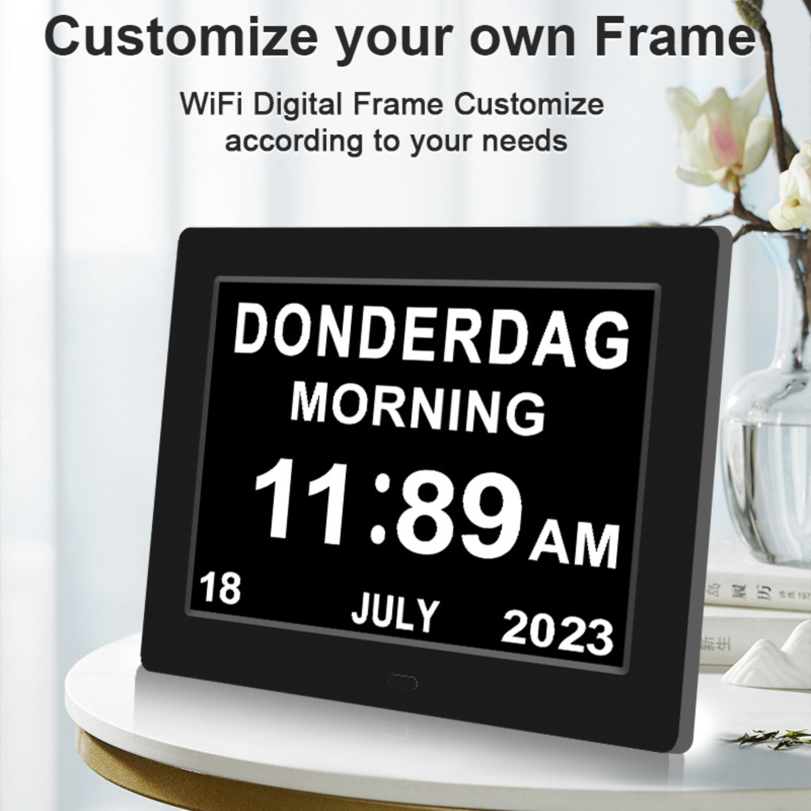 Digital Day Clock Calendar 7"-8''-10" LED Large  Dementia Date Week Month Year Time Black/White