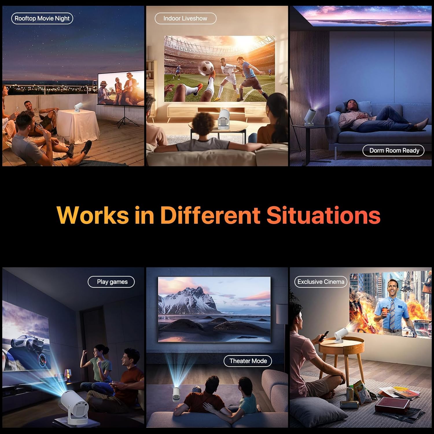 LED Smart Projector Portable 5G 4K HD WiFi Bluetooth USB Android Home Theater